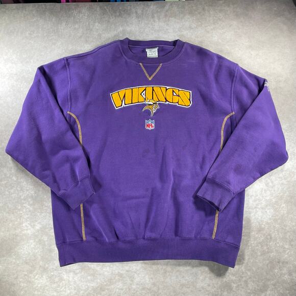 Vintage Minnesota Vikings Football Embroidered Purple Pullover Sweatshirt - Picture 1 of 5